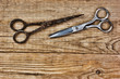 old tailor scissors  on the wooden background