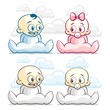 Little boy and girl are interested in each other