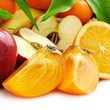 collection fruits on white