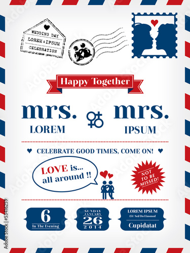 Vector: Lesbian Wedding Invitation Lesbian Wedding Invitation