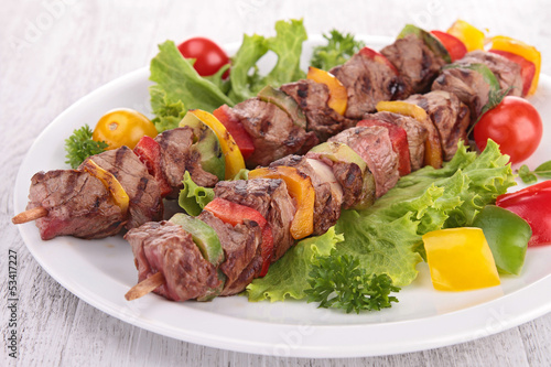 Photo: grilled meat and vegetables grilled meat and vegetables