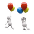 3D People with colorful balloons on white background