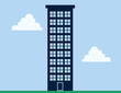 Tall apartment building with blue sky