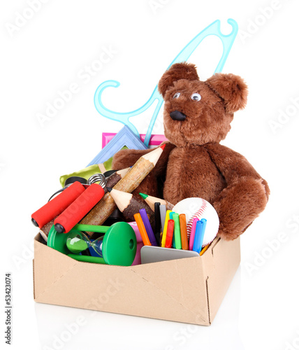 Photo: Personal property in carton isolated on white Personal property in carton isolated on white