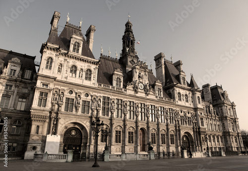 Photo: Hotel de Ville, Paris - sepia image Hotel de Ville, Paris - sepia image