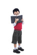 Photo: Asian nerd boy reading book - isolated Asian nerd boy reading book - isolated