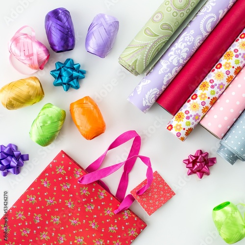 Photo: Gift wrap paper and ribbon Gift wrap paper and ribbon