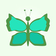 green butterflies in graphic style