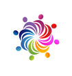 Teamwork colorful people logo vector