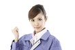 作業着を着ている女性