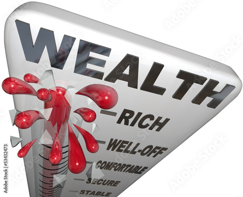 Illustration: Wealth Word Thermometer Rich Financial Security Wealth Word Thermometer Rich Financial Security