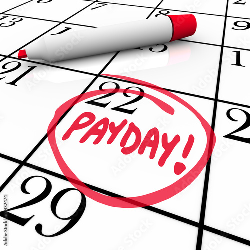 Illustration: Payday Word Circled Calendar Income Wages Date Payday Word Circled Calendar Income Wages Date