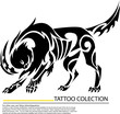 illustration of cartoon tatttoo bull Vector