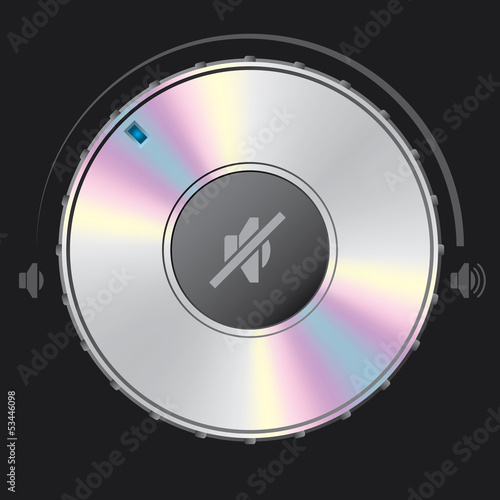 Vector: Shiny volume knob with mute button Shiny volume knob with mute button