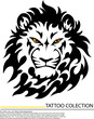 Tattoo - Lion Head Black and White Design.