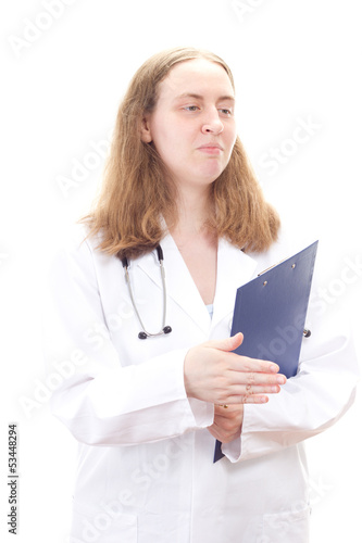 Photo: Female medical doctor welcomes you to consultation Female medical doctor welcomes you to consultation