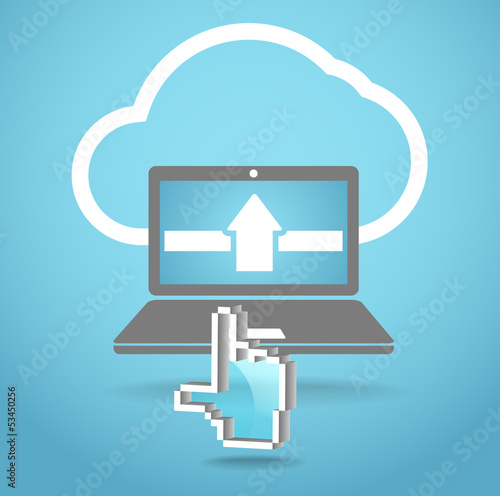 Vector: Modern laptop and cloud technology abstract illustration Modern laptop and cloud technology abstract illustration