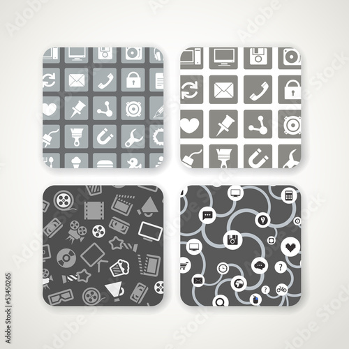 Vector: Different patterns with icons set Different patterns with icons set