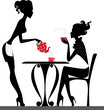 silhouette of a two girls drink tea