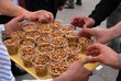 Yellow color roasted chick pea in the bowls