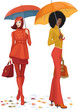 Two women under rain