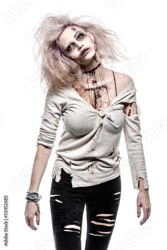 Photo: a scary undead zombie girl a scary undead zombie girl