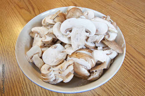 Photo: Bowl of Sliced Mushrooms Bowl of Sliced Mushrooms