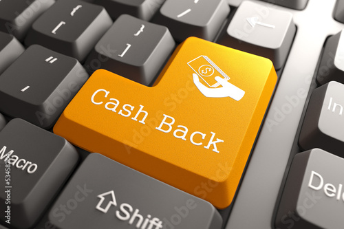 Illustration: Keyboard with Cash Back Button. Keyboard with Cash Back Button.
