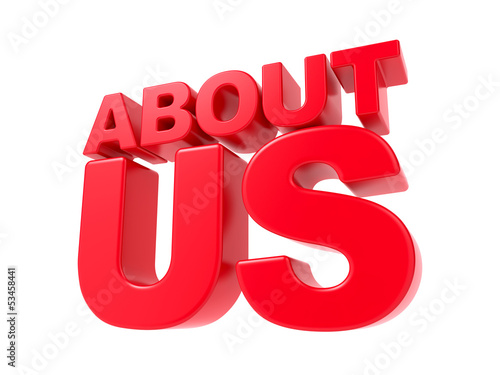 Illustration: About Us - Red 3D Text. About Us - Red 3D Text.