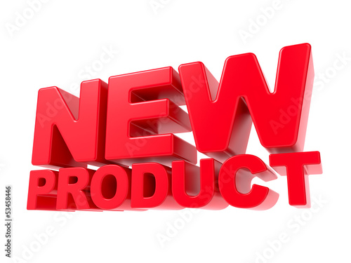 Illustration: New Product - Red 3D Text. New Product - Red 3D Text.