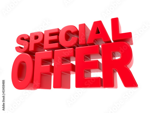 Illustration: Special Offer - Red 3D Text. Special Offer - Red 3D Text.