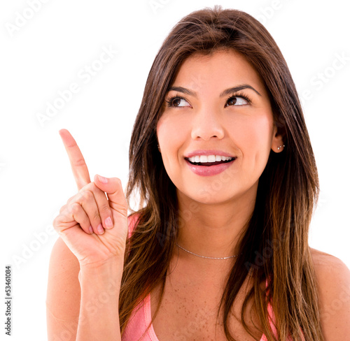 Photo: Woman pointing an idea Woman pointing an idea
