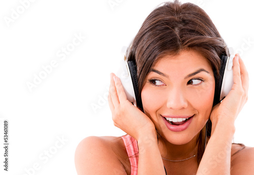 Photo: Happy woman listening to music Happy woman listening to music