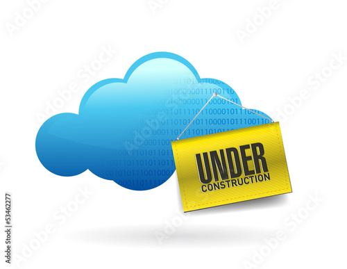 Illustration: cloud computing with under construction sign cloud computing with under construction sign