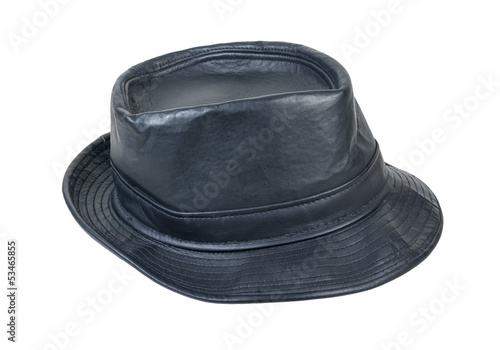Photo: Black Leather Fedora Hat Black Leather Fedora Hat