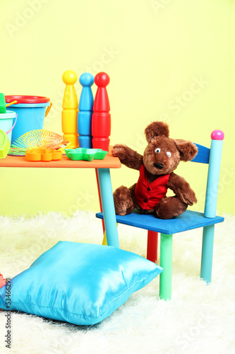 Photo: Modern child's room with equipment and toys Modern child's room with equipment and toys