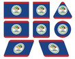 set of buttons with flag of Belize