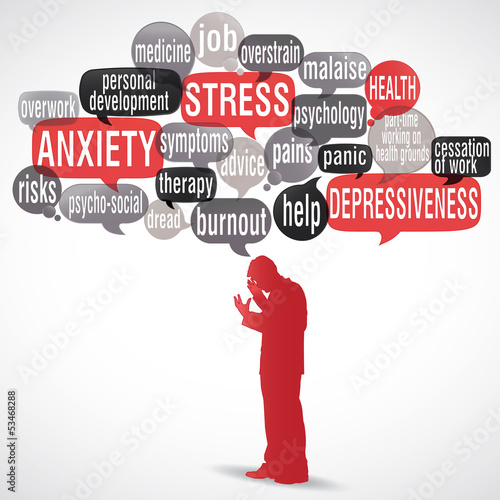 Illustration: tag cloud : stress, depressiveness tag cloud : stress, depressiveness