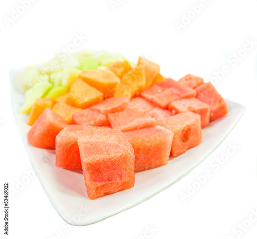 Photo: Cube Sized Melons And Honeydew Cube Sized Melons And Honeydew