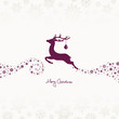Vektor: Flying Reindeer, Christmas Ball & Stars Beige/Purple Flying Reindeer, Christmas Ball & Stars Beige/Purple