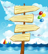 Arrow sign on summer background