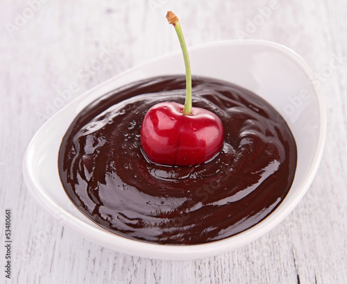 Photo: cherry and chocolate sauce cherry and chocolate sauce