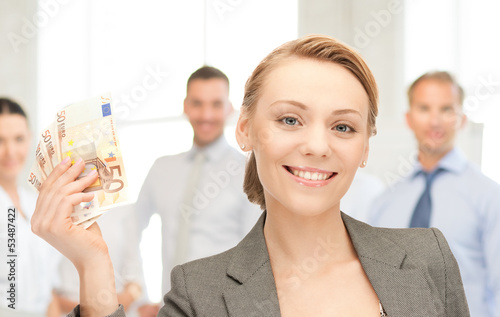 Photo: lovely woman with euro cash money lovely woman with euro cash money