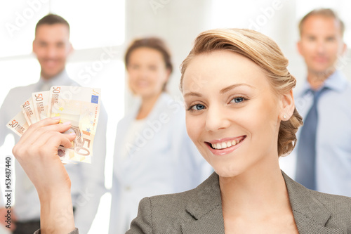Photo: lovely woman with euro cash money lovely woman with euro cash money