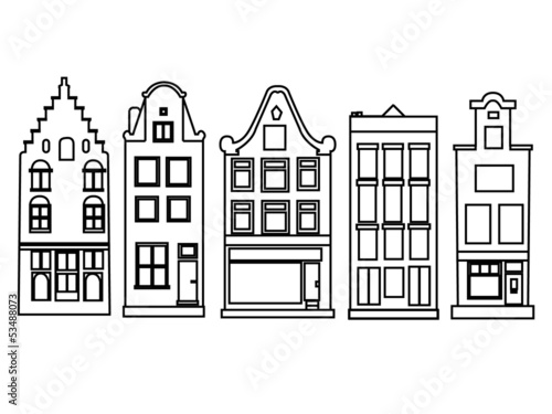Illustration: Dutch old canal houses Dutch old canal houses