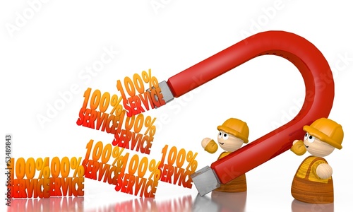 Illustration: percent icon attracted by an magnet with two tiny characters percent icon attracted by an magnet with two tiny characters