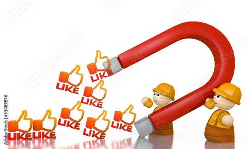 Illustration: percent icon attracted by an magnet with two tiny characters percent icon attracted by an magnet with two tiny characters