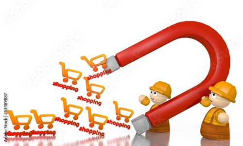 Illustration: percent icon attracted by an magnet with two tiny characters percent icon attracted by an magnet with two tiny characters