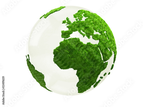 Illustration: 3D World map in grass 3D World map in grass