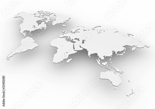 Illustration: Planisfero mondo 3d bianco cartina Planisfero mondo 3d bianco cartina